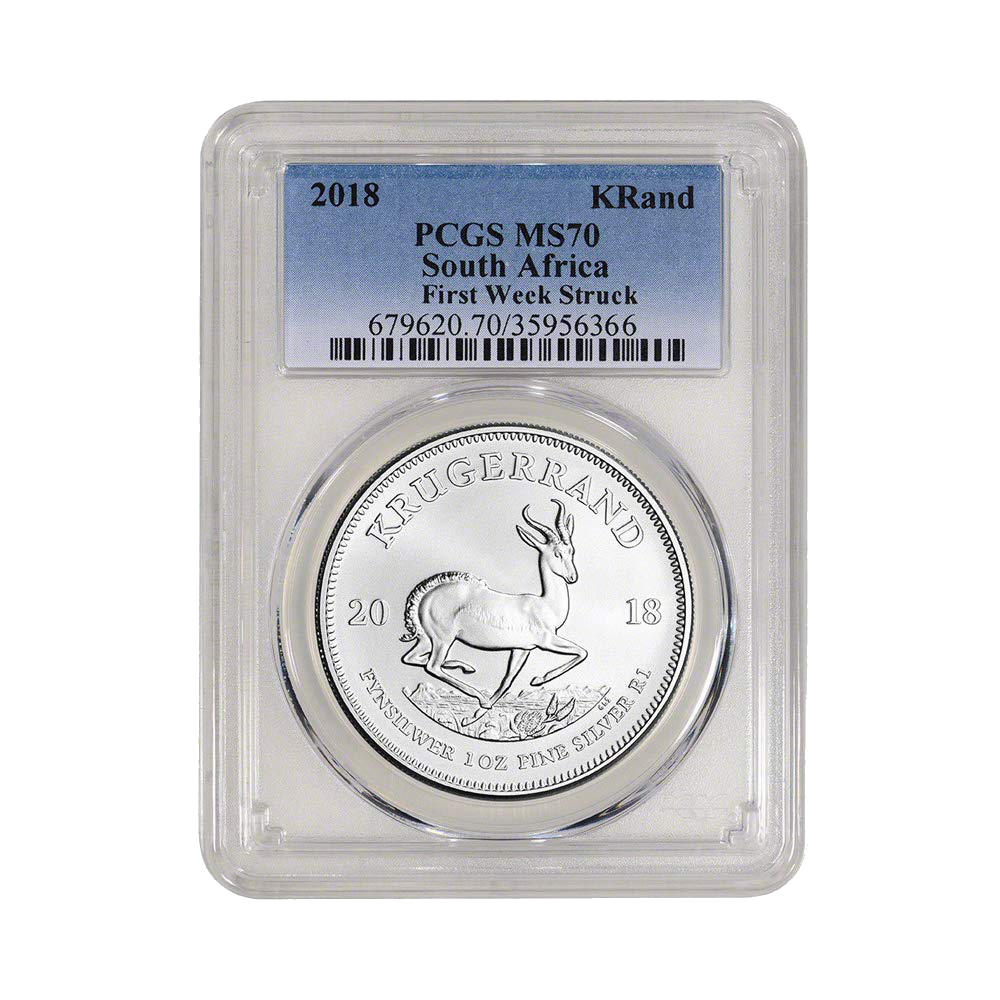1 oz Silver Krugerrand Graded MS70